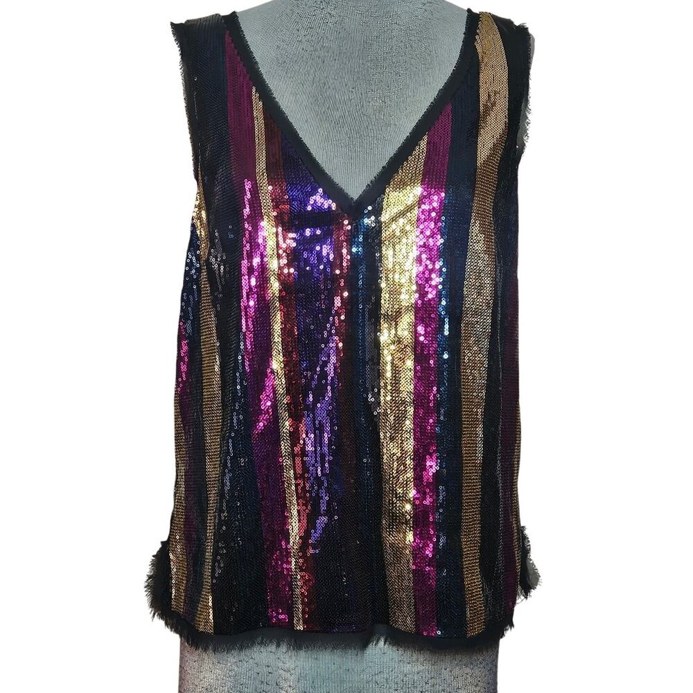 Rachel Roy Multi Color Sequin Tank Size Large